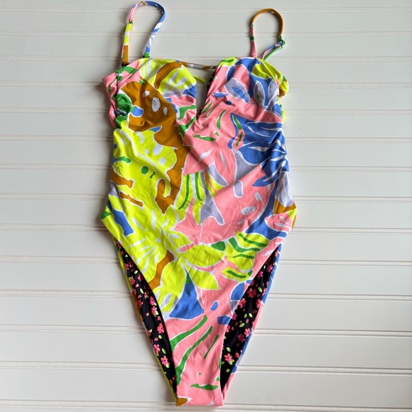 Maaji | Women's Floral Cheeky One Piece Bathing Suit Size Large NWT Beach Pool - Picture 2 of 11